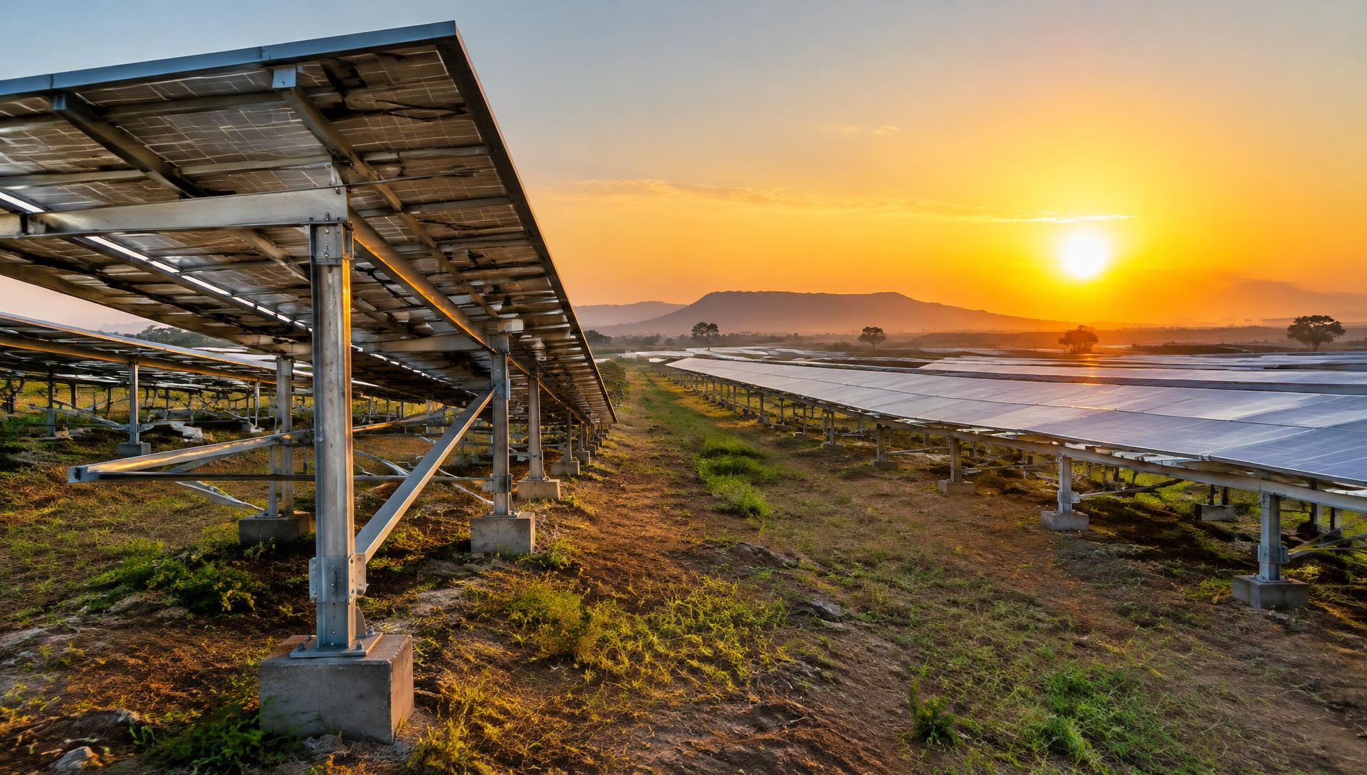 Solar module mounting structures on a ground-mounted solar plant